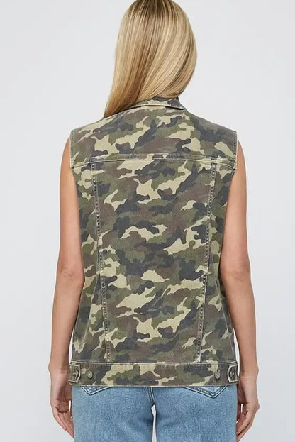 Chaleco vaquero de camuflaje verde tipo cargo