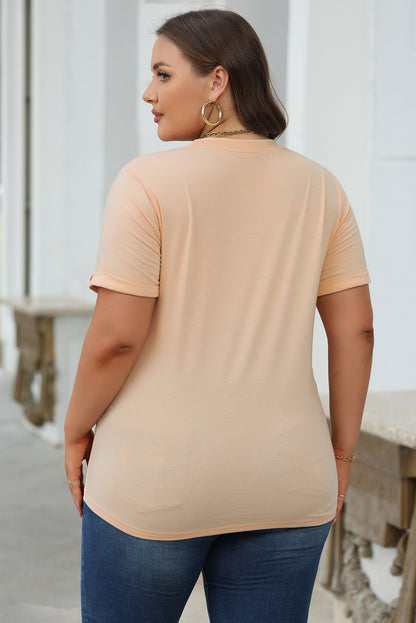 Khaki Casual Plain Crew Neck Tee - Snoopy's Closet