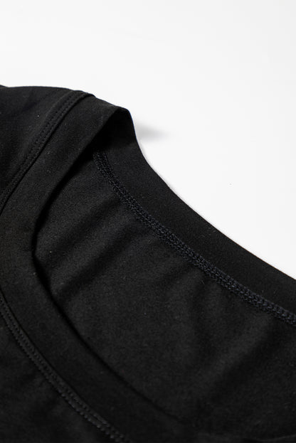 Black Solid Color Long Sleeve Fitted Top - Snoopy's Closet