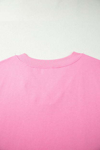 Conjunto de camiseta con cuello en V sólida y pantalones con cordón Bonbon de talla grande