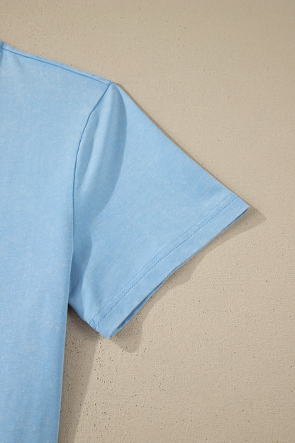 Beau Blue Mineral Wash V Neck Tee Matching Skort Set - Snoopy's Closet
