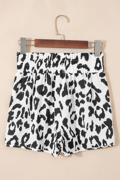 Pantalones cortos deportivos de tiro alto White Leopard