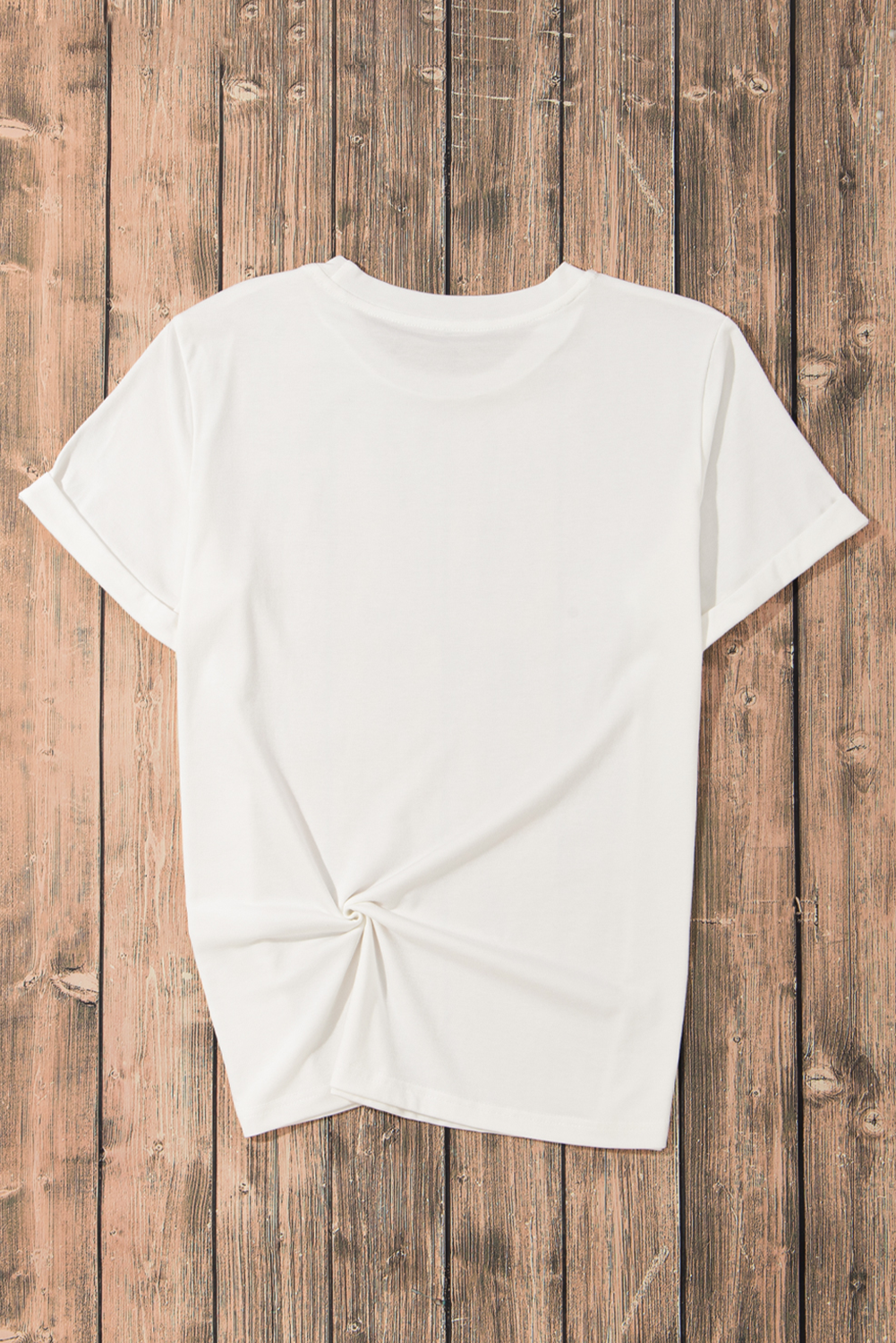 Camiseta blanca con cuello redondo, estampado de lentejuelas, cangrejo, patata, limón y maíz