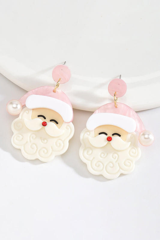 White Bright Pearl Decor Cute Father Christmas Earrings - Snoopy's Closet
