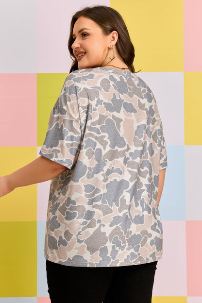 Camiseta Talla Grande Estampado Camuflaje Retro Multicolor