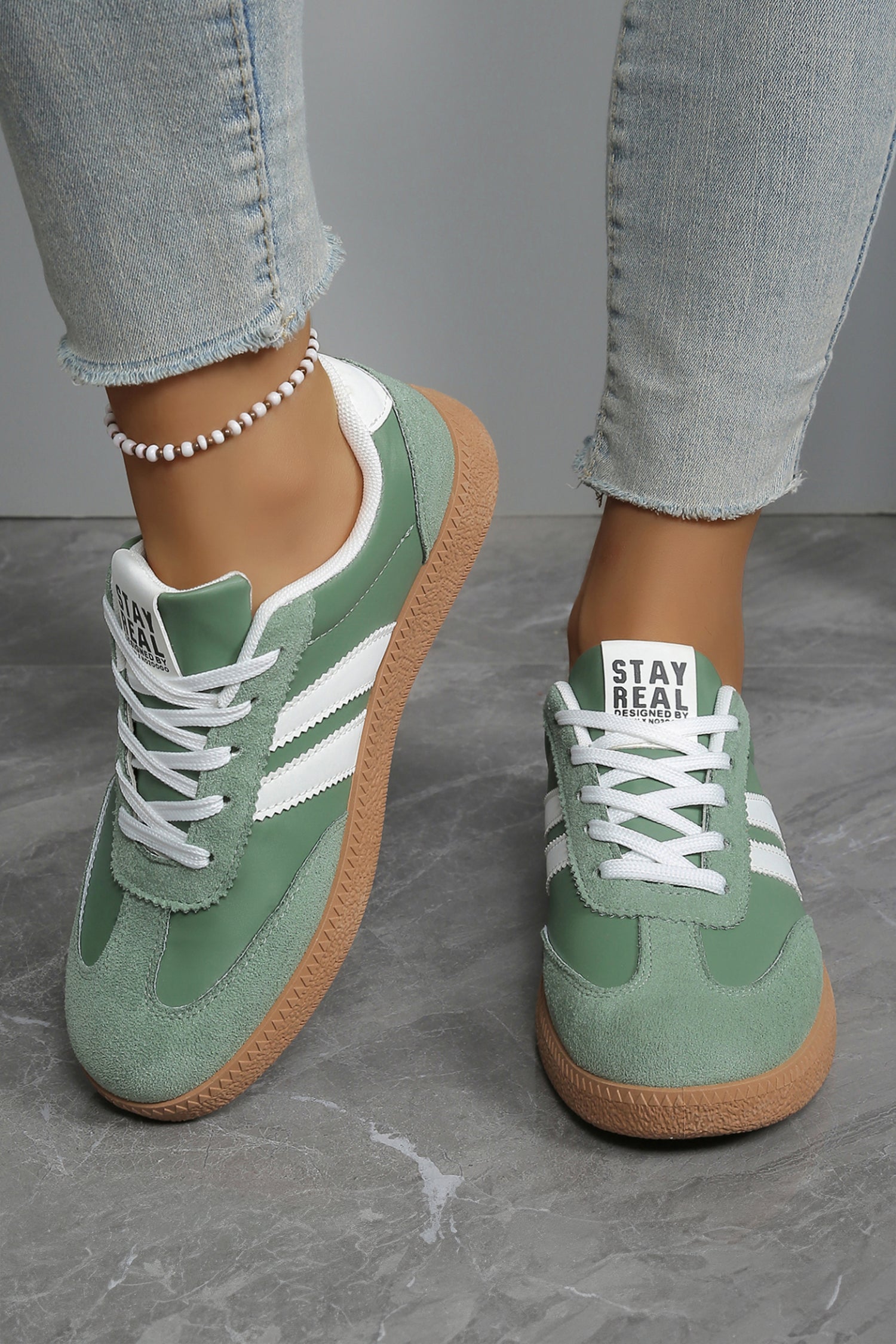 Ashleigh Blue Varsity Color Block Patchwork PU Leather Lace Up Shoes