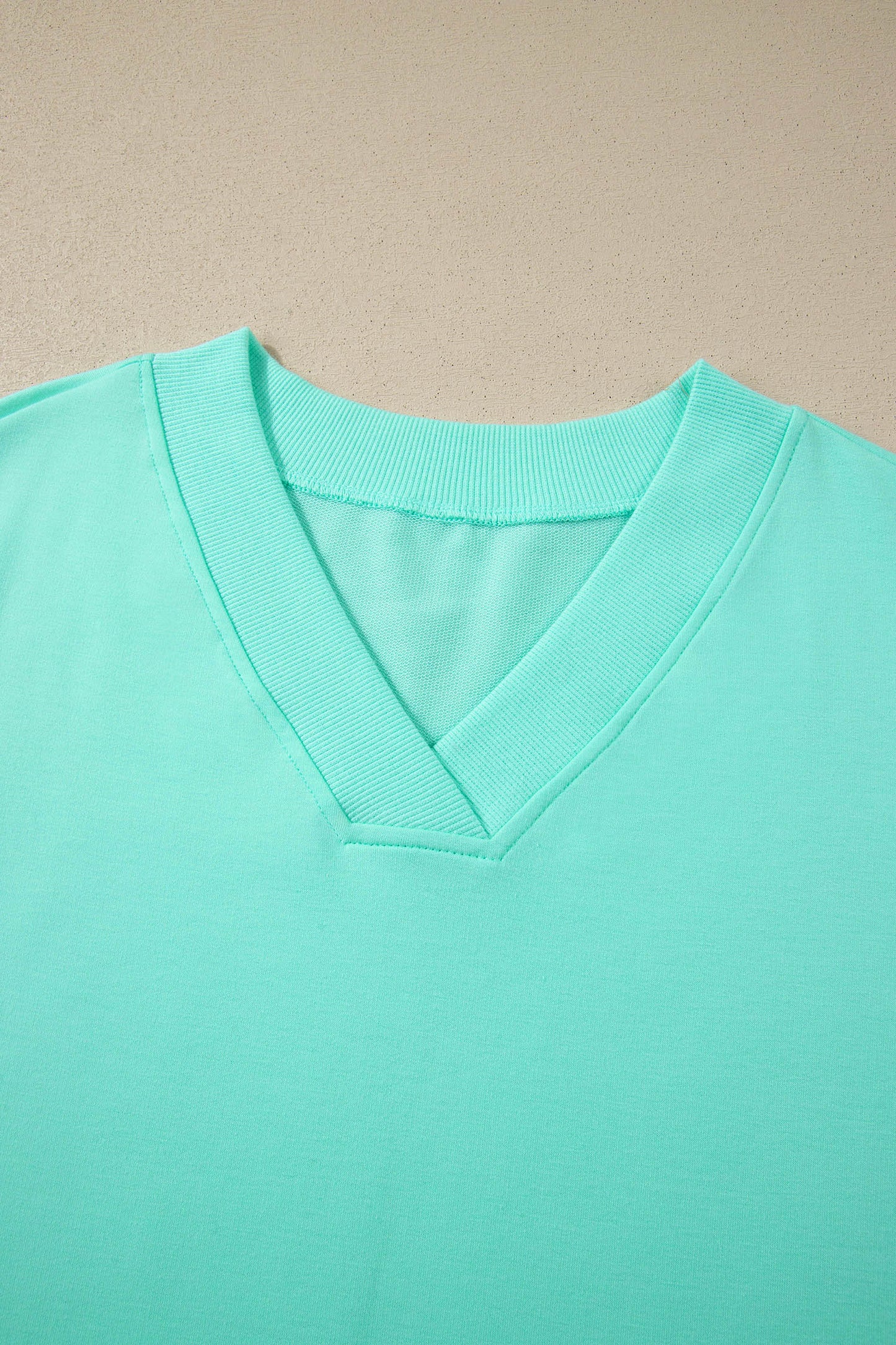 Mint Green V Neck Short Sleeve Top Drawstring Shorts 2pcs Set - Snoopy's Closet