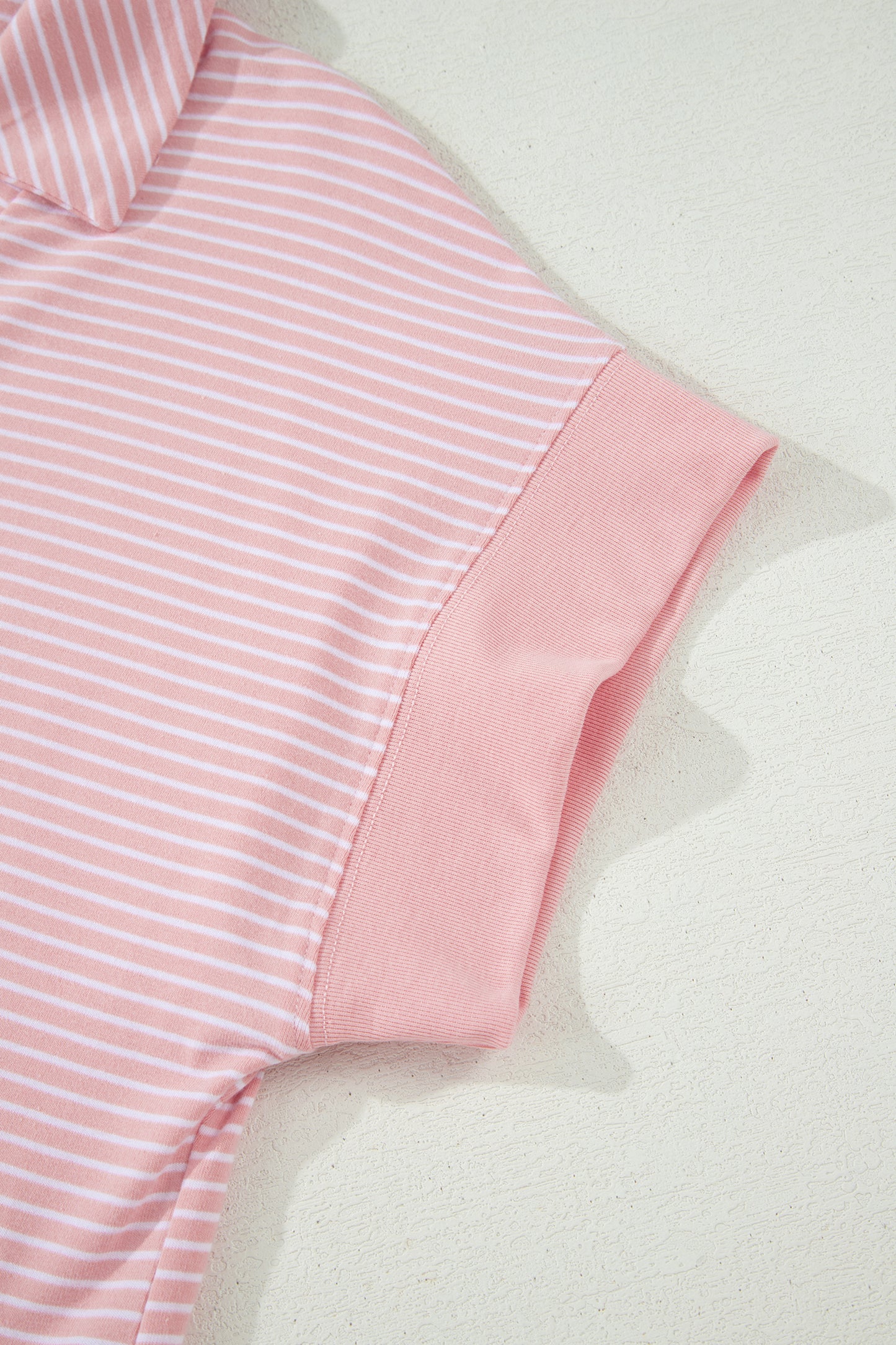 Pink Stripe Dolman Sleeve Polo Shirt and Drawstring Shorts Set - Snoopy's Closet