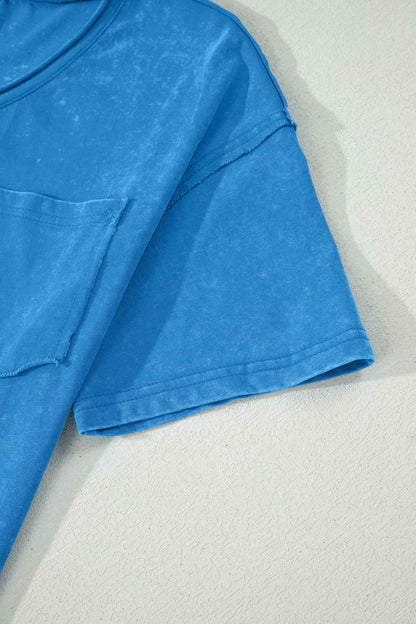 Blue Cotton Mineral Wash T Shirt
