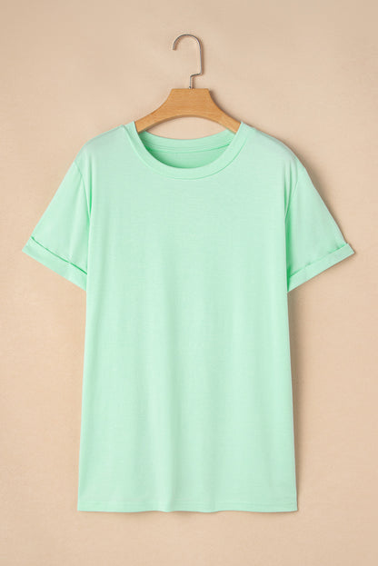 Iceland Blue Round Neck Rolled Sleeve Plus Size T-shirt - Snoopy's Closet