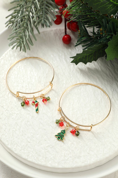 Gold Christmas Candy Cane Beading Pendant Bracelet - Snoopy's Closet