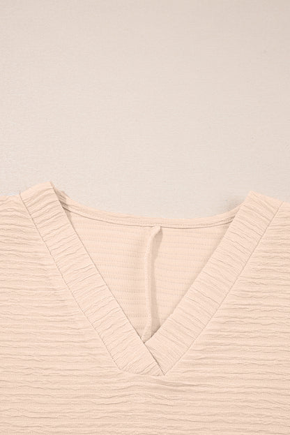 Apricot Textured V Neck T Shirt and Shorts Set - Snoopy's Closet