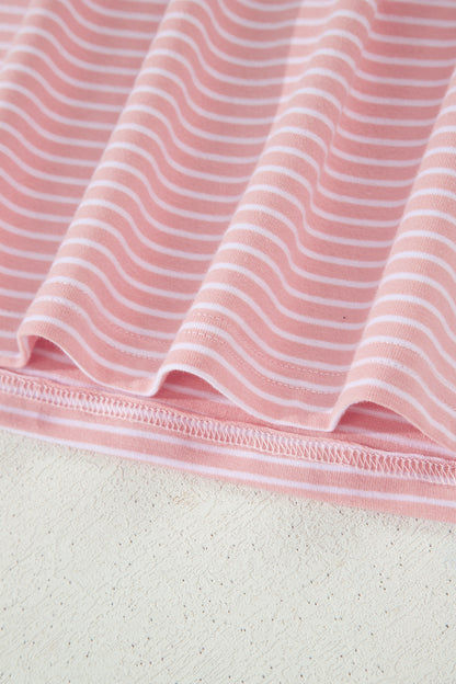 Pink Stripe Dolman Sleeve Polo Shirt and Drawstring Shorts Set - Snoopy's Closet