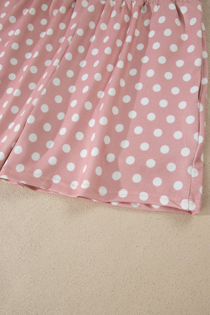 Pink Polka Dot Print Short Set - Snoopy's Closet