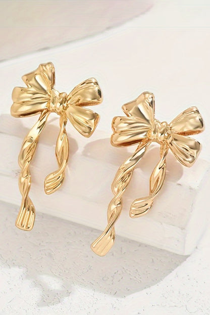 Gold Bow Knot Plated Alloy Stud Earrings - Snoopy's Closet