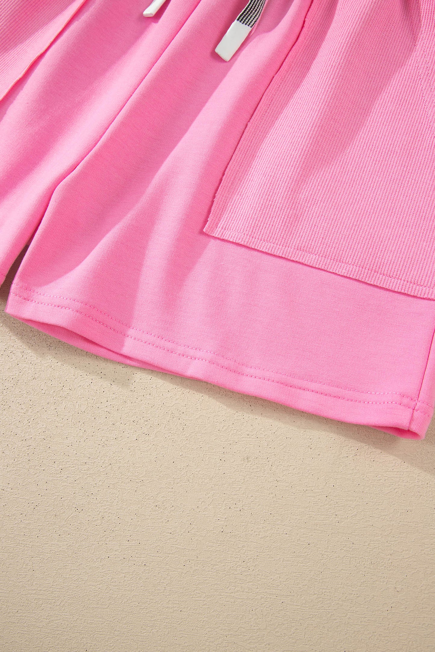 Sachet Pink V Neck Short Sleeve Top Drawstring Shorts 2pcs Set - Snoopy's Closet