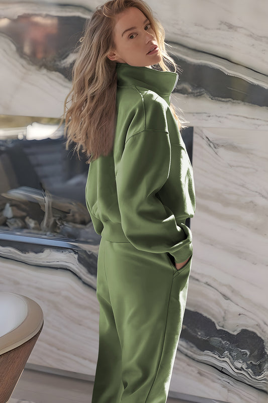 Vineyard Green Half Zip up Pullover Active Top and Joggers Set - Snoopy's Closet