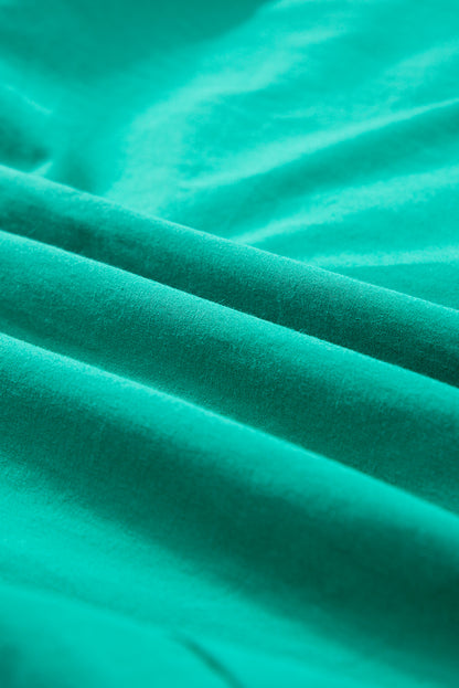 Vestido corto abotonado con manga con volantes fruncidos verde brillante