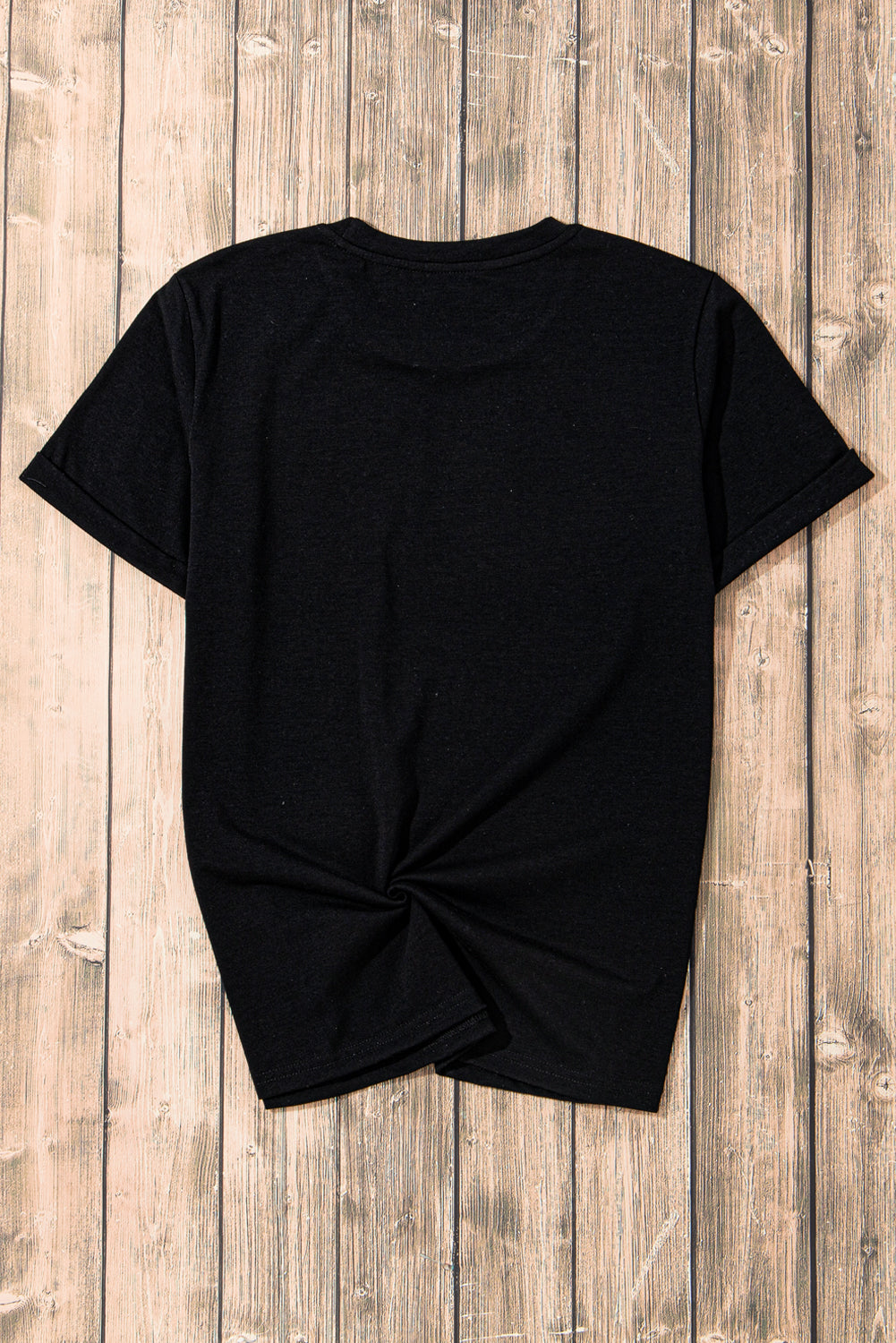 Camiseta casual de cuello redondo con estampado floral retro negro