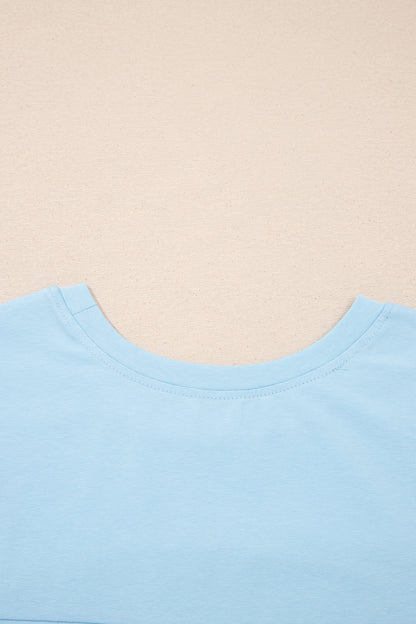 Beau Blue Solid Color Cropped Tank Top and Jogger Pants Set - Snoopy's Closet