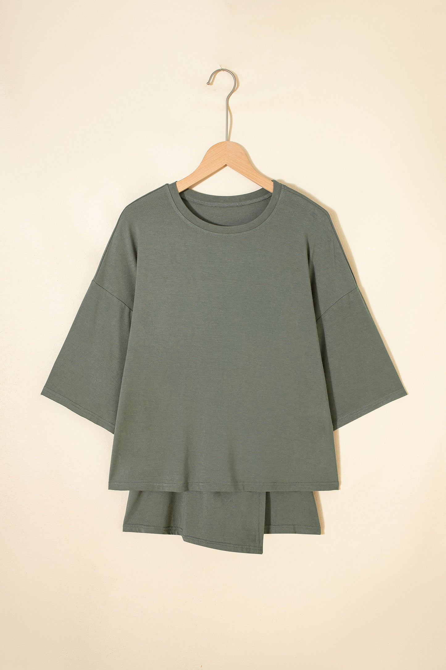 Laurel Green Solid Color Oversize Tee Tie Wrap Mini Skort 2pcs Set - Snoopy's Closet