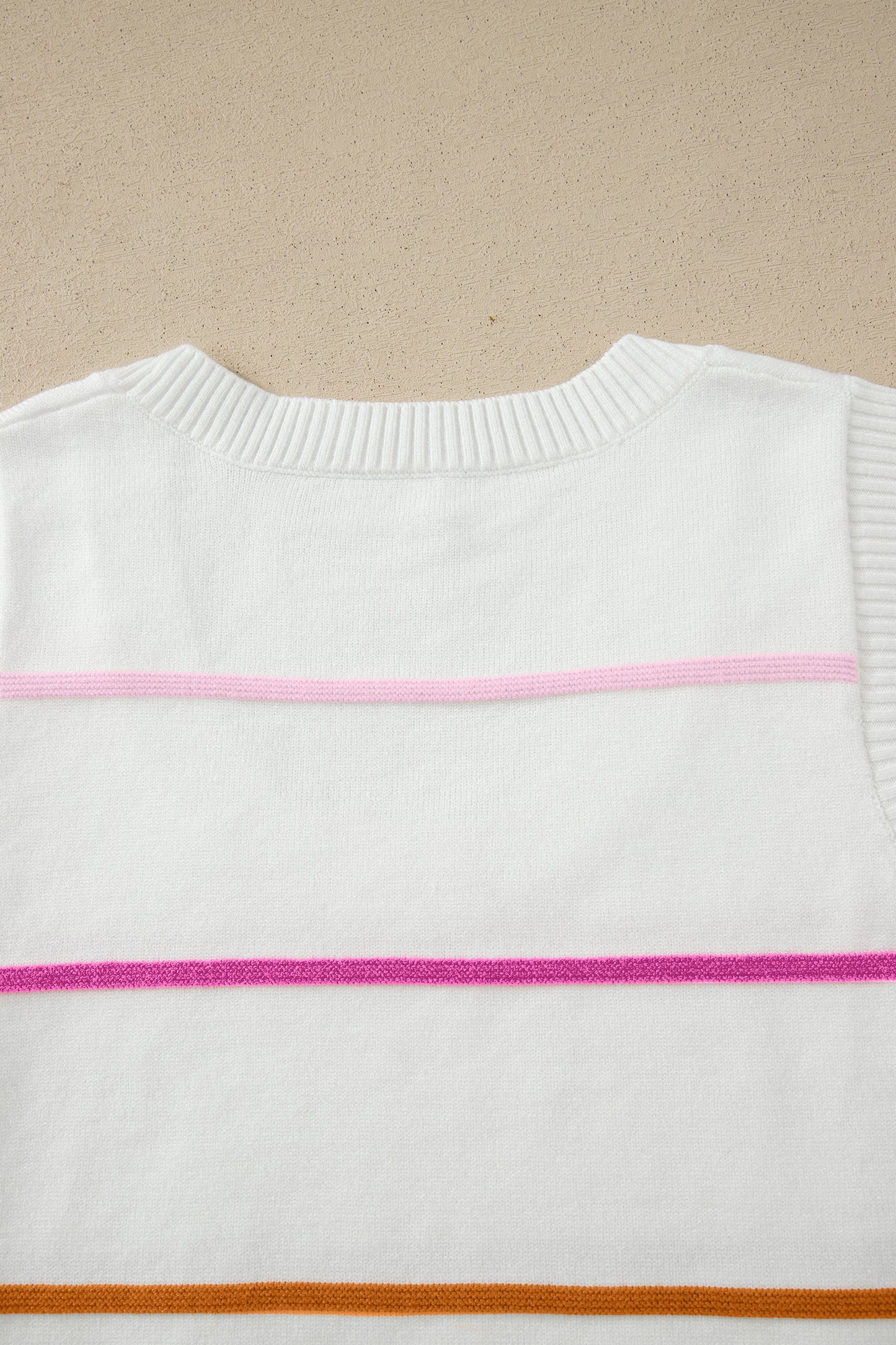 White Stripe Round Neck Knitted Sweater Tank - Snoopy's Closet