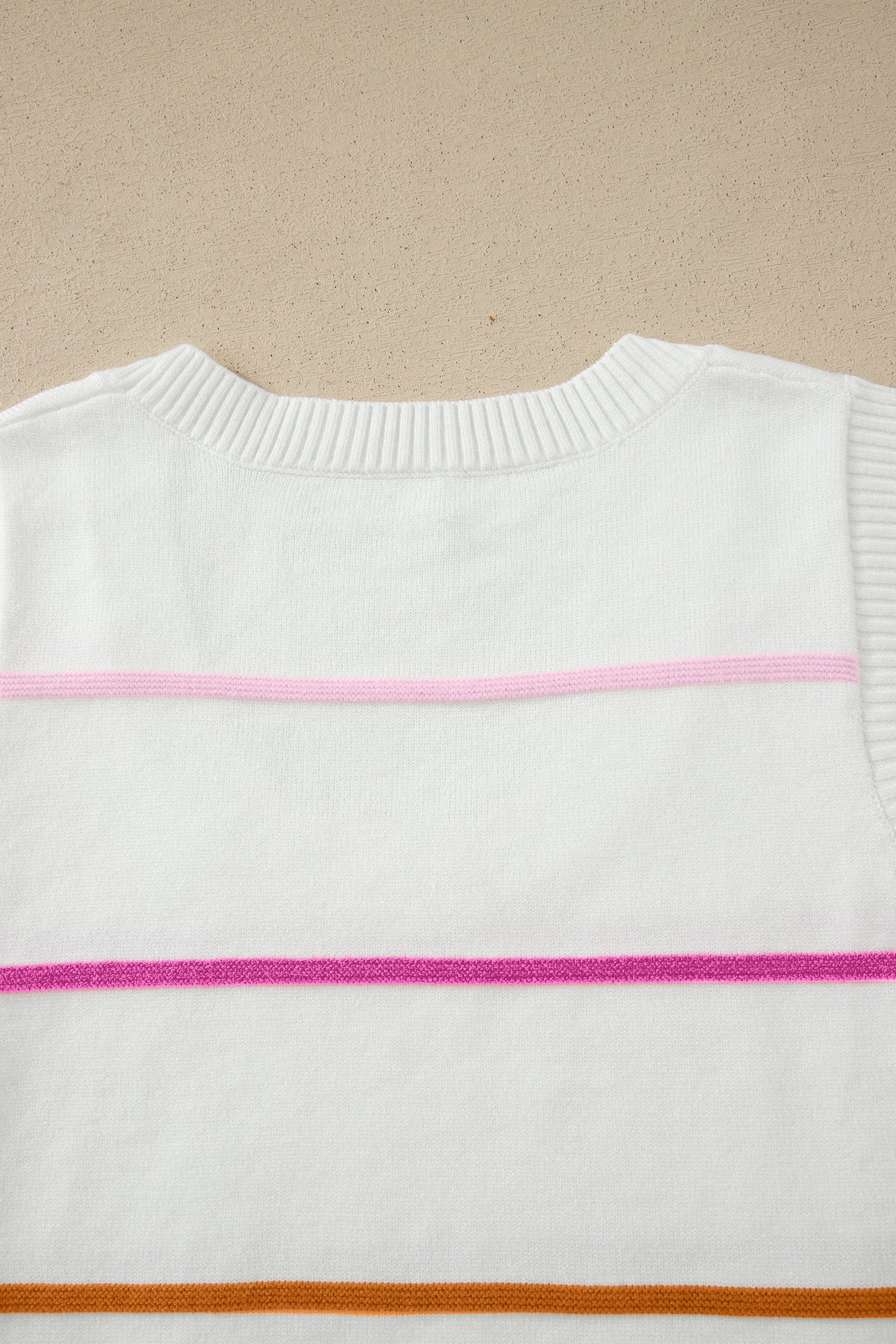 White Stripe Round Neck Knitted Sweater Tank - Snoopy's Closet