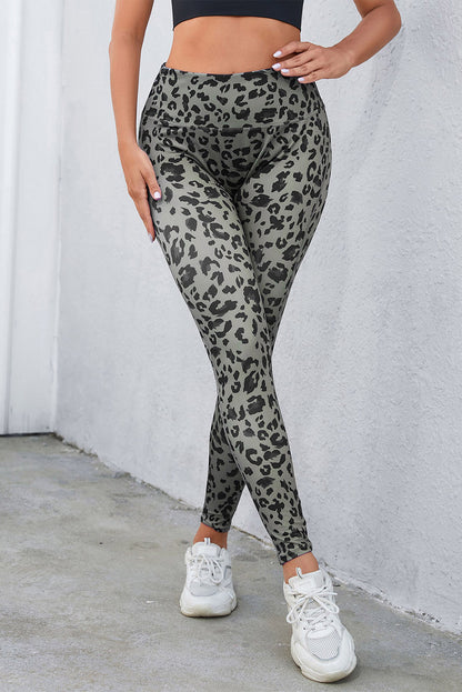 Gray Classic Leopard Print Active Leggings - Snoopy's Closet