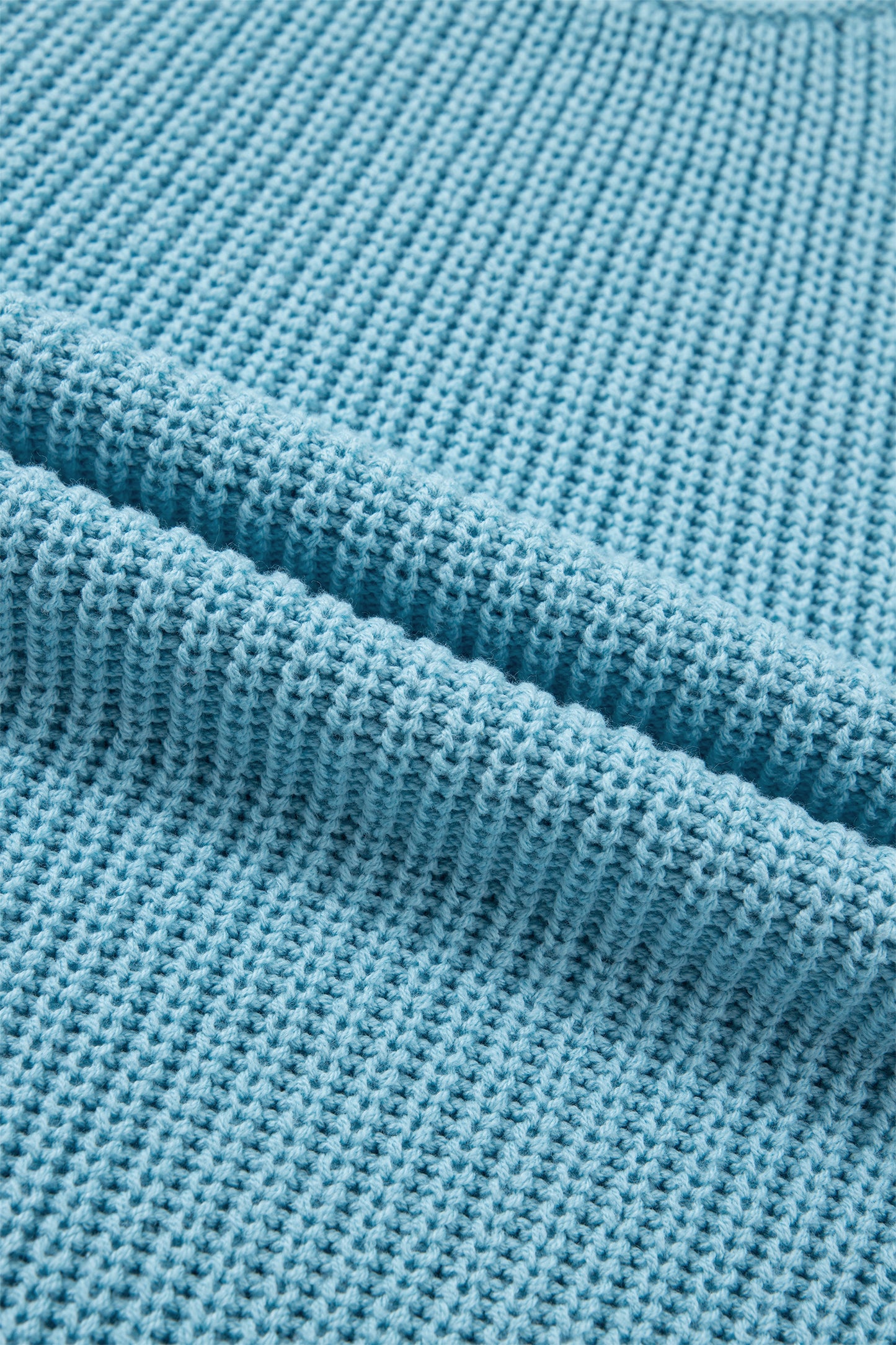Mist Blue Exposed Seam Detail Half Sleeve Loose Sweater