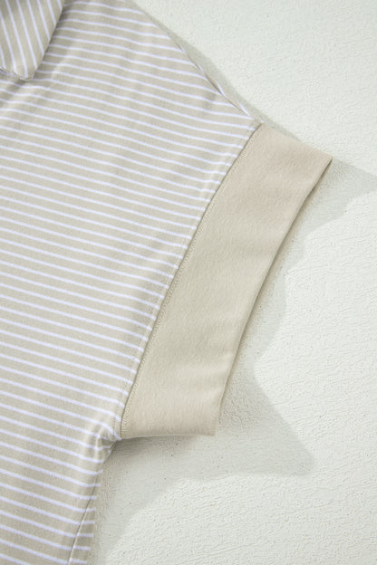 Pink Stripe Dolman Sleeve Polo Shirt and Drawstring Shorts Set - Snoopy's Closet