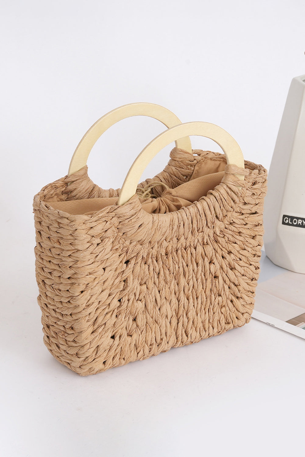 Camel Retro Straw Woven Handle Bag - Snoopy's Closet