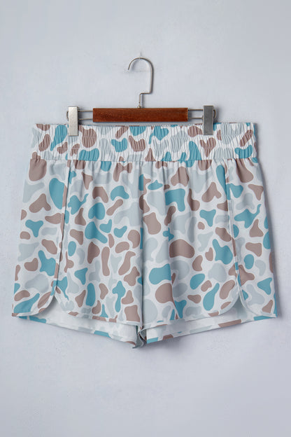 Pantalones cortos deportivos de camuflaje de talla grande con cintura elástica y multicolores