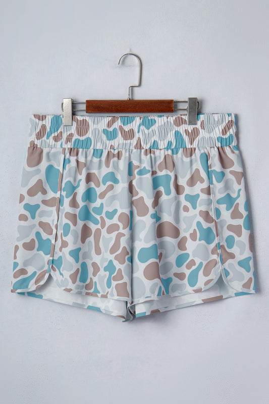 Pantalones cortos deportivos de camuflaje de talla grande con cintura elástica y multicolores