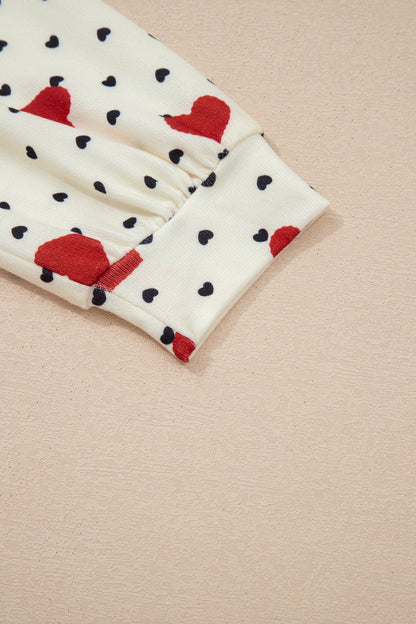 Beige Flower Heart Festive Valentine Blouse - Snoopy's Closet