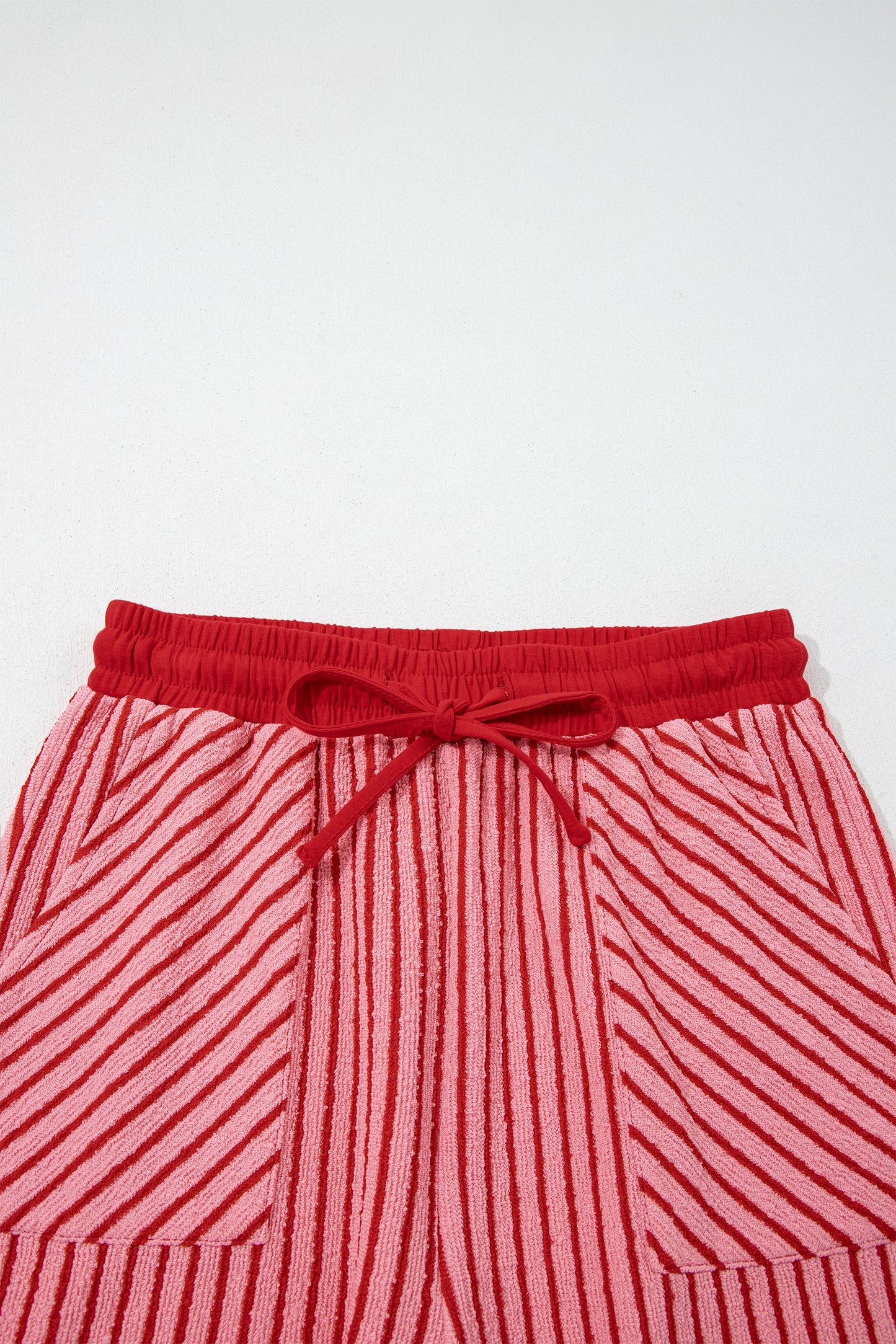 Sky Blue Stripe Crew Neck Tee Drawstring Waist Cropped Pants Set - Snoopy's Closet