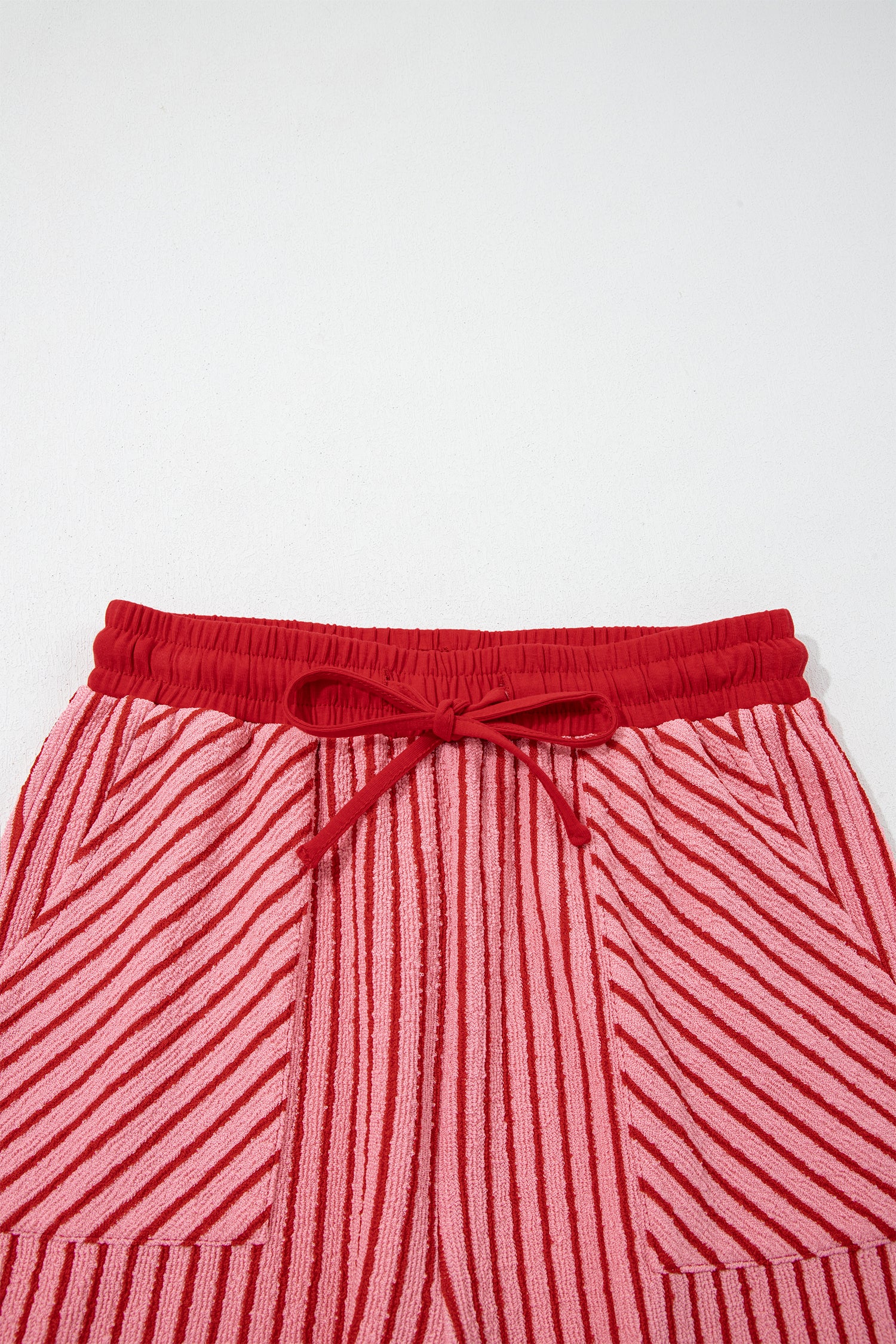 Sky Blue Stripe Crew Neck Tee Drawstring Waist Cropped Pants Set - Snoopy's Closet