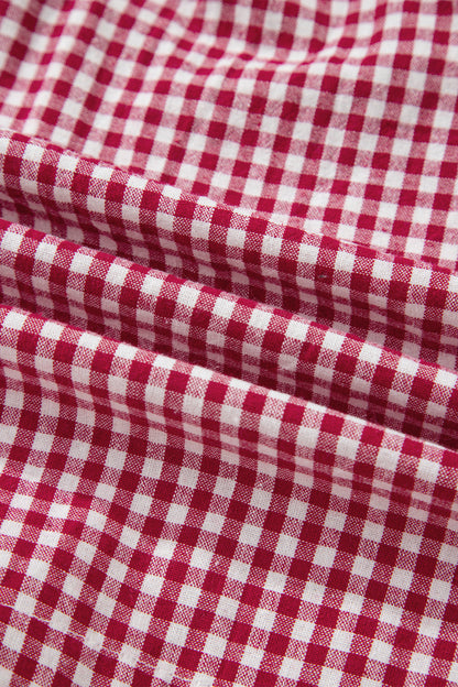 Pantalones cortos de talla grande con estampado a cuadros y ribete de contraste en rojo