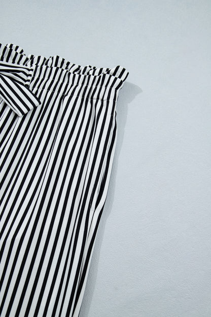 Pantalones casuales rectos holgados de talla grande con rayas negras