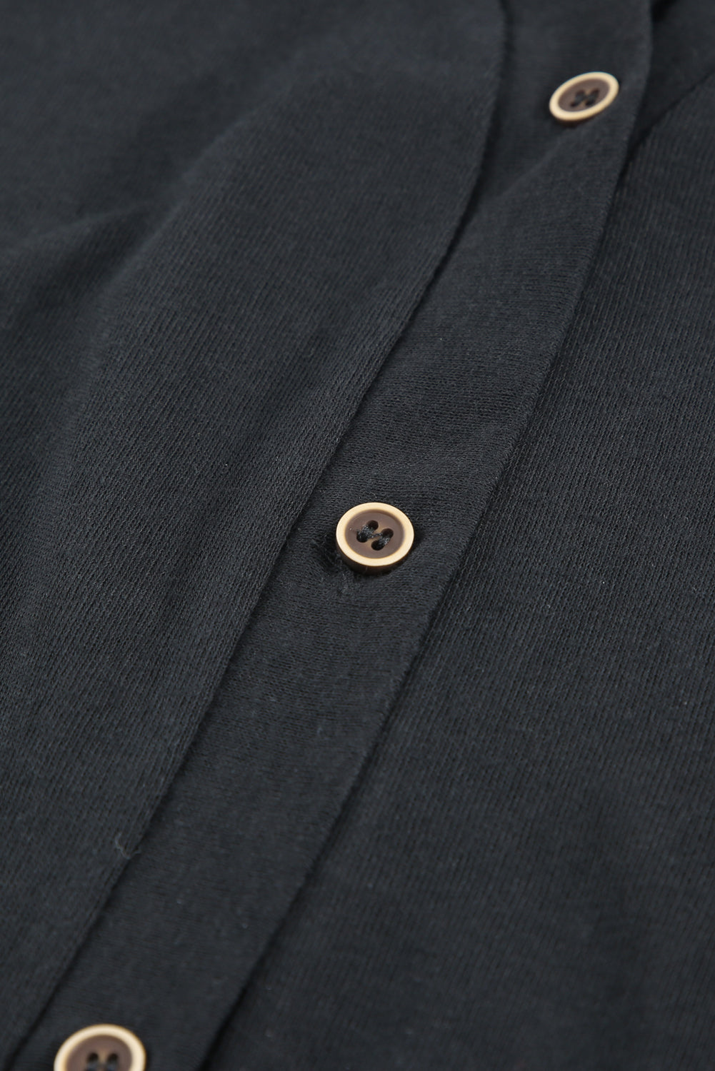Black Solid Color Open-Front Buttons Cardigan - Snoopy's Closet