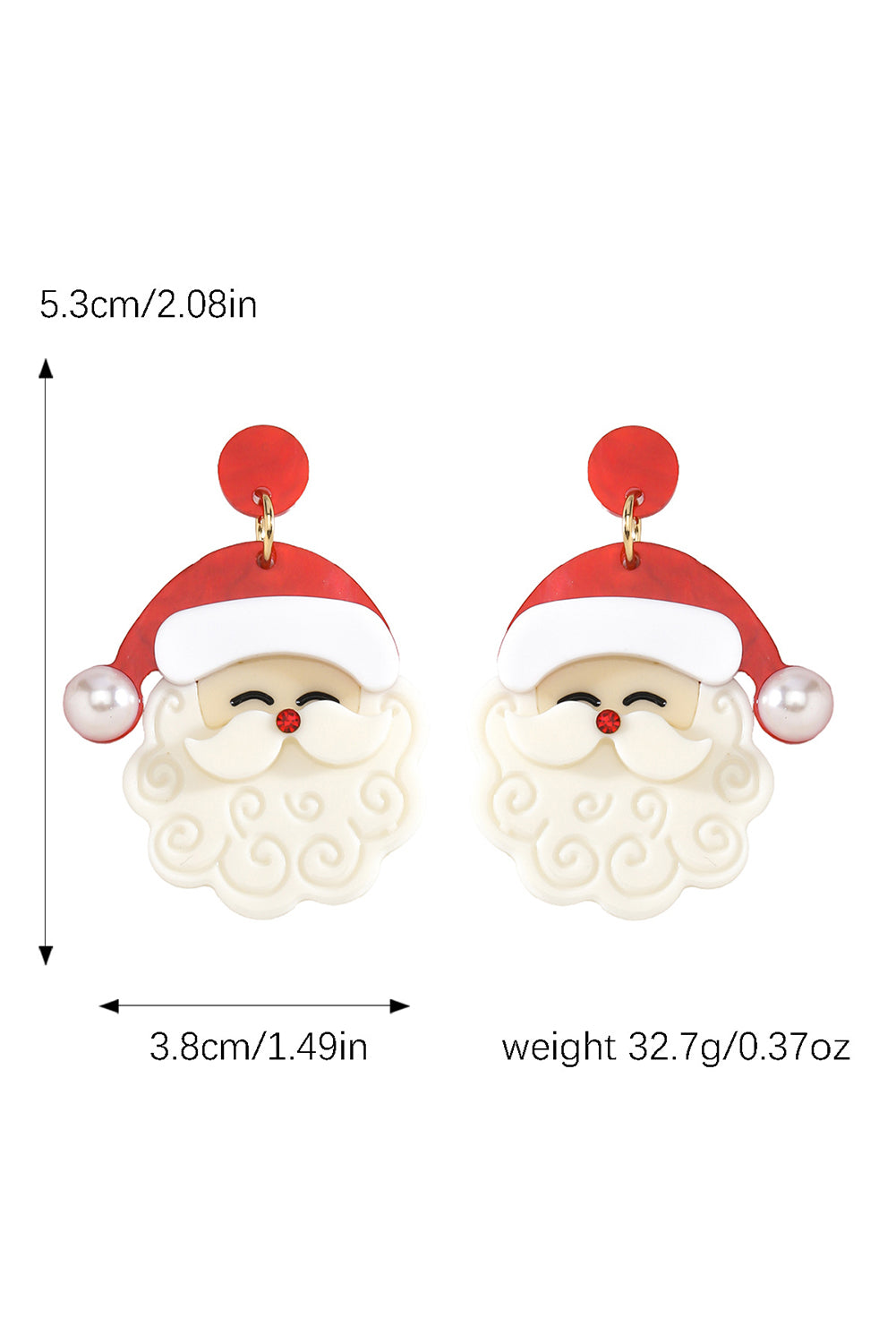 Fiery Red Bright Pearl Decor Cute Father Christmas Earrings - Snoopy's Closet