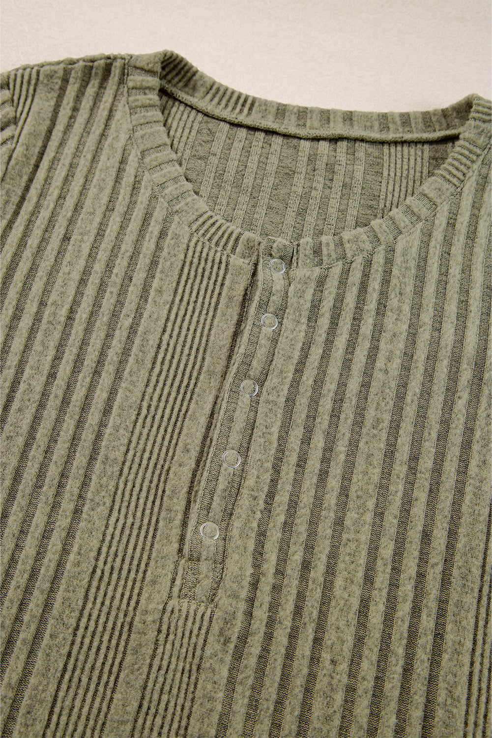 Jungle Green Ribbed Knit Half Button Slim Fit Blouse - Snoopy's Closet