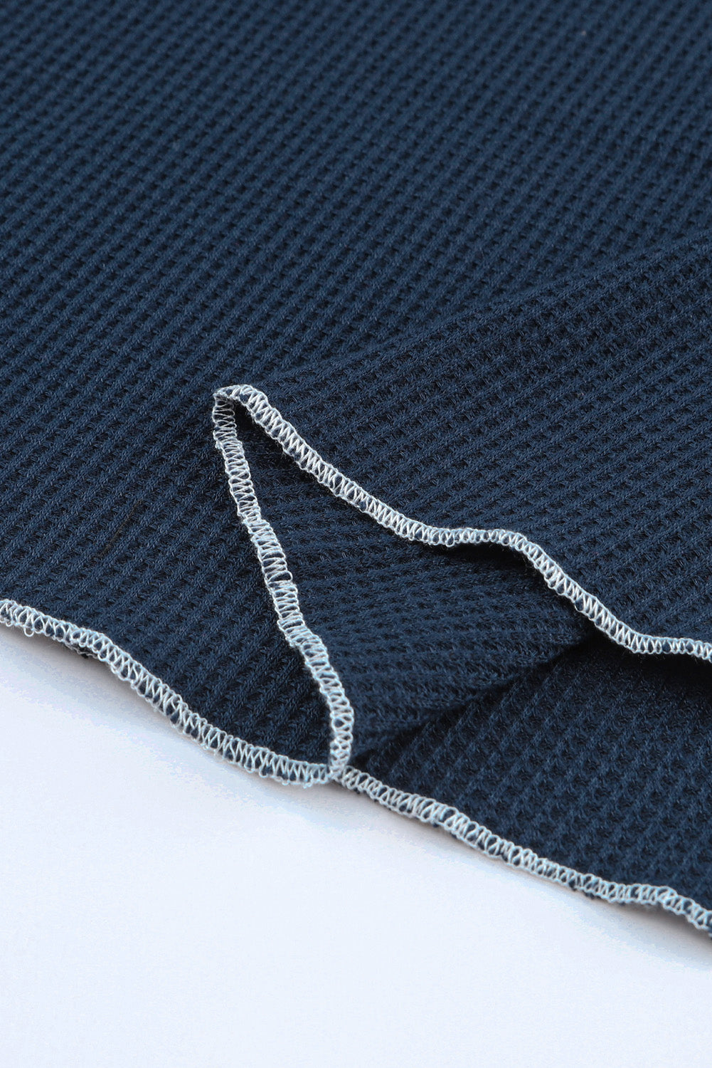 Blue Textured Round Neck Long Sleeve Top - Snoopy's Closet
