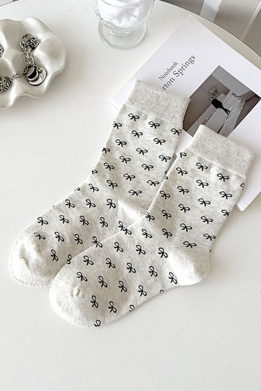 White Bow Knots Ribbed Edge Crew Socks - Snoopy's Closet