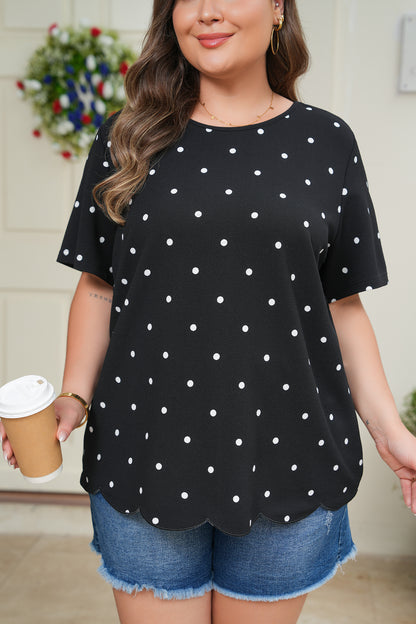 Black Plus Size Dotted Casual T Shirt - Snoopy's Closet