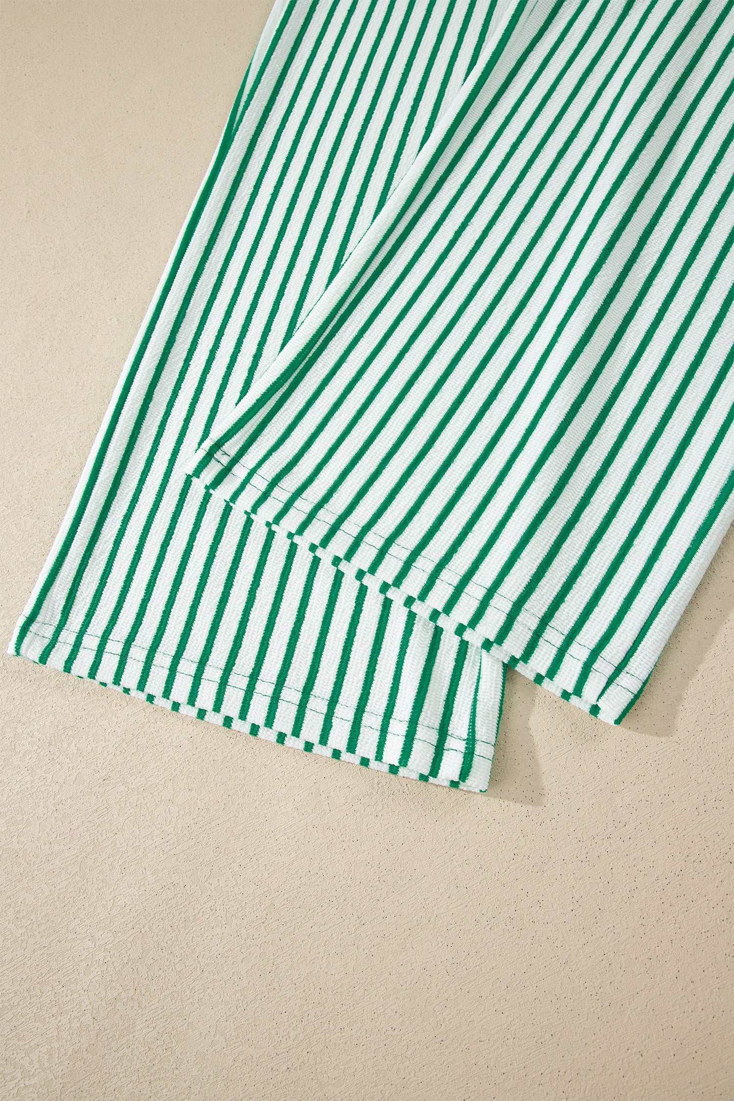 Sky Blue Stripe Crew Neck Tee Drawstring Waist Cropped Pants Set - Snoopy's Closet