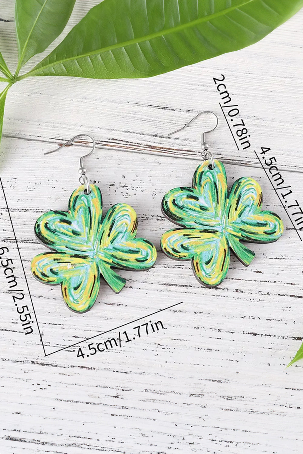 Light Green St. Patrick Painted Shamrock Shape Drop Earrings - Snoopy's Closet