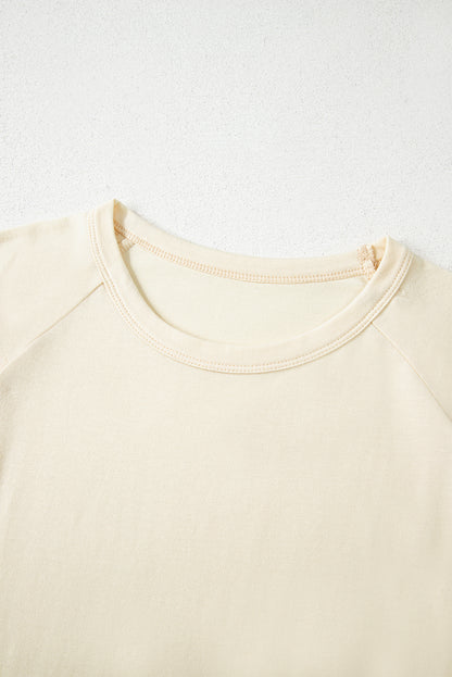 White Color Block Stitched Sleeve Loose T Shirt - Snoopy's Closet