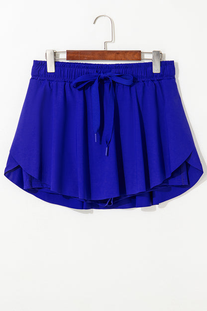 Dark Blue Drawstring Elastic Waistband Lined Tennis Skorts - Snoopy's Closet
