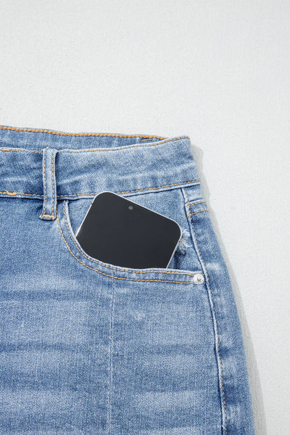 Shorts vaqueros Beau Blue Acid Wash con bajo sin rematar