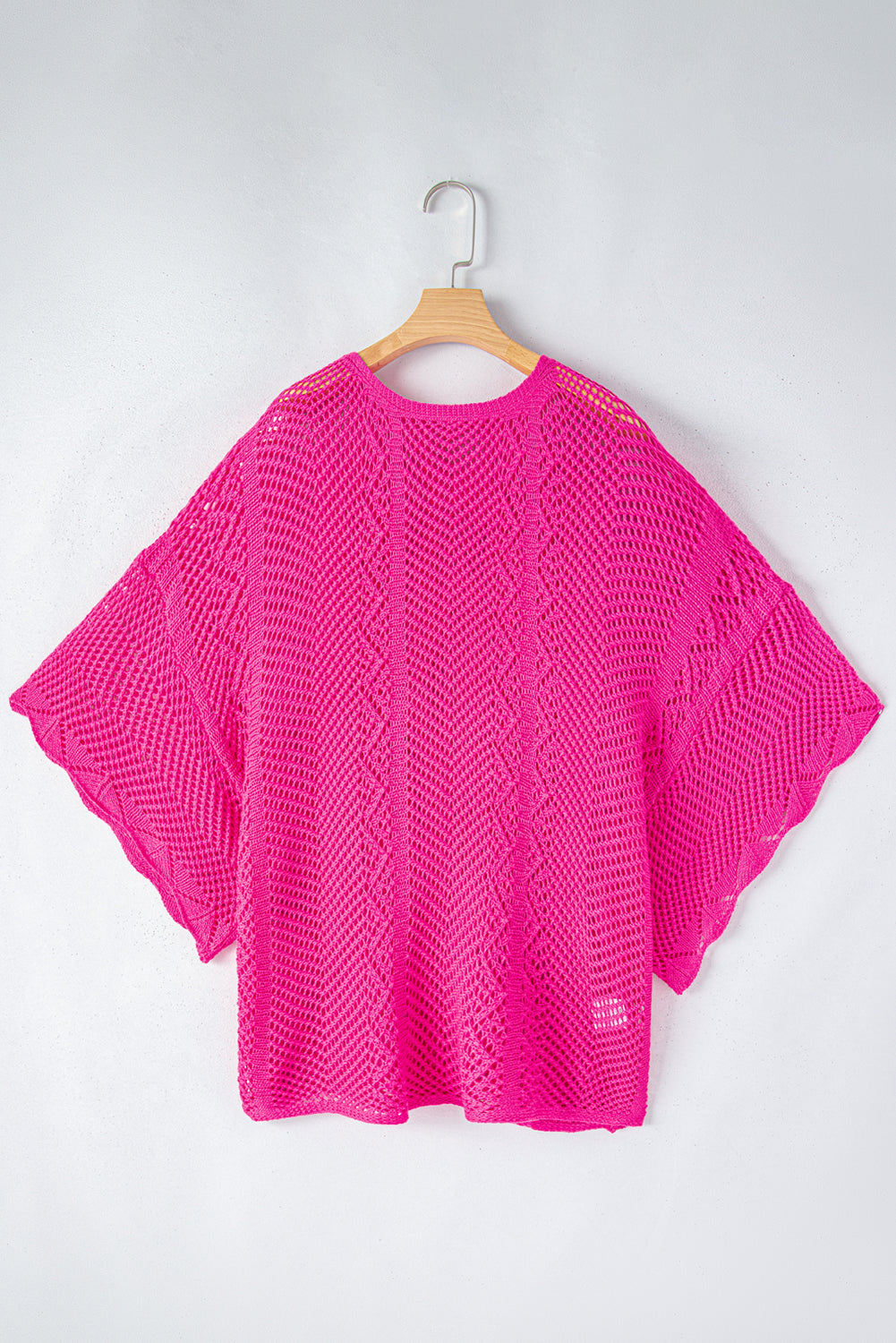 Rose Red Pointelle Knit Scallop Edge Short Sleeve Top - Snoopy's Closet